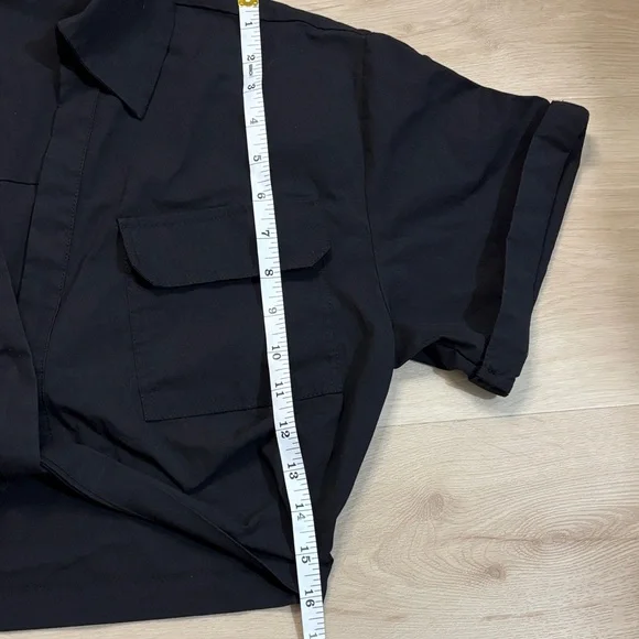 Zara Black Poplin Utility Safari Crop Top W/ Knot short sleeve size S - Picture 8 of 13